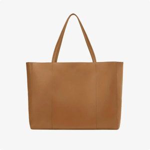 Italian Leather Tote, Camel, Italic
